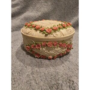 San Francisco Music Box Co Musical Trinket Jewelry Box Pink Roses Plays Memory